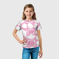 Футболка детская Абстрактные белые овалы на розовом фоне, цвет: 3D-принт — фото 2