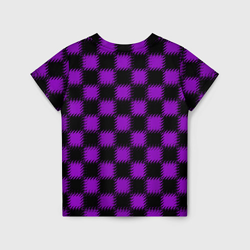 Детская футболка Фиолетовый черный узор Шахматка / 3D-принт – фото 2