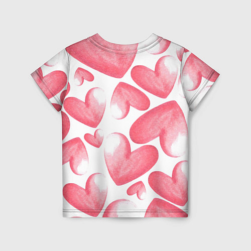 Детская футболка Розовые акварельные сердца - паттерн / 3D-принт – фото 2