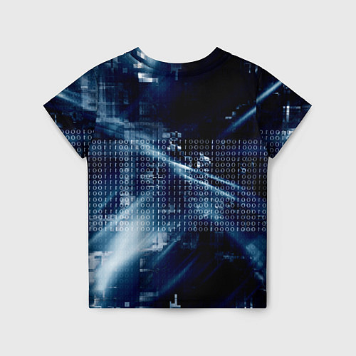 Детская футболка Тёмно-ледяной фон и бесконечный код / 3D-принт – фото 2