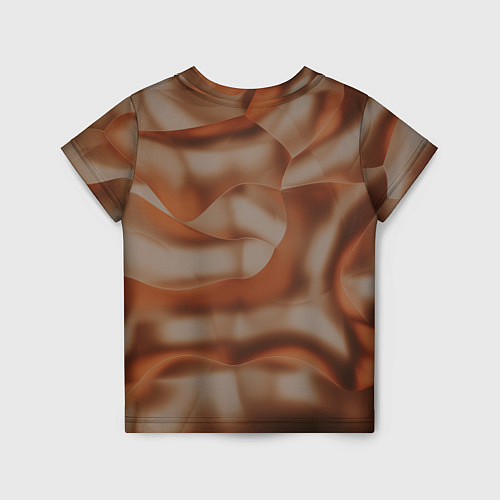 Детская футболка Тёмно-золотистые абстрактные волны / 3D-принт – фото 2