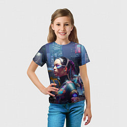 Футболка детская Cyberpunk - brave girl - neural network, цвет: 3D-принт — фото 2