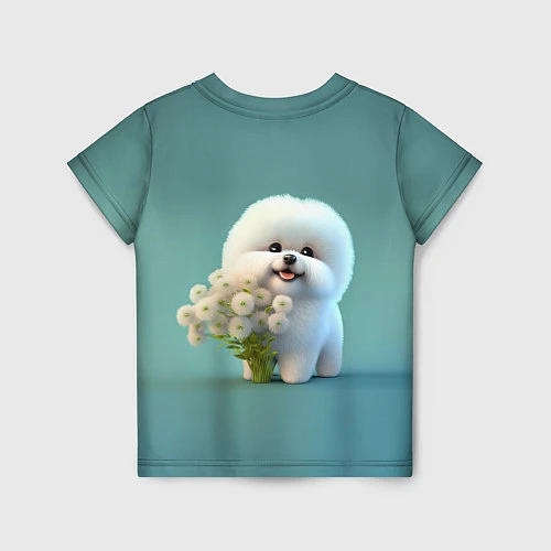 Детская футболка Белая собака милаха / 3D-принт – фото 2