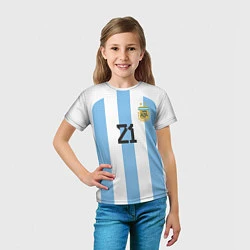 Футболка детская Дибала форма сборной Аргентины домашняя, цвет: 3D-принт — фото 2