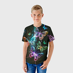 Футболка детская Неоновые дикие бабочки, цвет: 3D-принт — фото 2