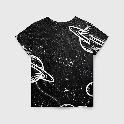 Детская футболка Черно-белый Сатурн / 3D-принт – фото 2