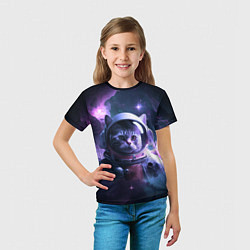Футболка детская Котик космонавт, цвет: 3D-принт — фото 2