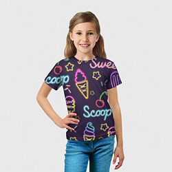 Футболка детская Неоновые надписи sweet scoop, цвет: 3D-принт — фото 2