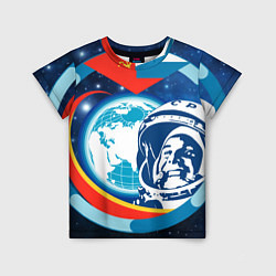 Футболка детская Первый космонавт Юрий Гагарин, цвет: 3D-принт