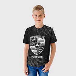 Футболка детская Porsche с потертостями на темном фоне, цвет: 3D-принт — фото 2