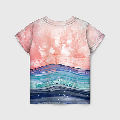 Детская футболка Абстрактный пейзаж рассвет над морем / 3D-принт – фото 2