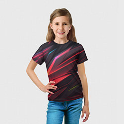 Футболка детская Красно-черная текстура, цвет: 3D-принт — фото 2