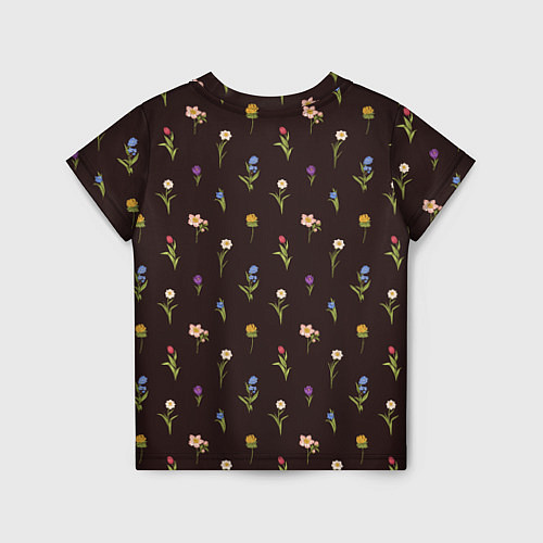 Детская футболка Узор из весенних цветов / 3D-принт – фото 2