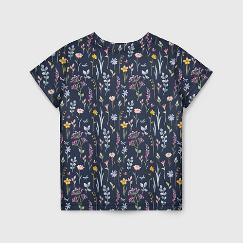 Детская футболка Акварельная цветочная полянка / 3D-принт – фото 2
