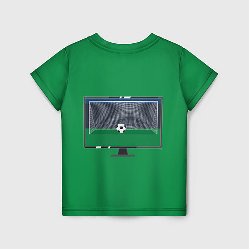 Детская футболка Футбольный мяч и ворота на экране монитора / 3D-принт – фото 2