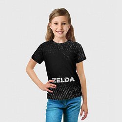 Футболка детская Zelda с потертостями на темном фоне, цвет: 3D-принт — фото 2