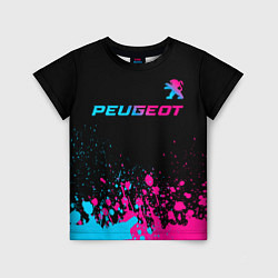 Детская футболка Peugeot - neon gradient: символ сверху