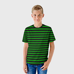 Футболка детская Черно-зеленые полосы, цвет: 3D-принт — фото 2
