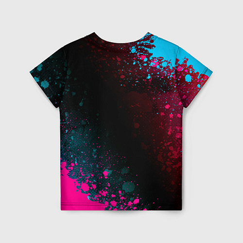 Детская футболка Blue Exorcist - neon gradient: надпись, символ / 3D-принт – фото 2