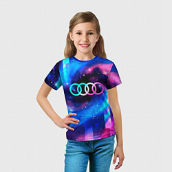 Футболка детская Audi неоновый космос, цвет: 3D-принт — фото 2