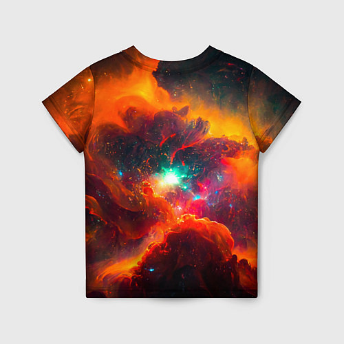 Детская футболка Небула в космосе в оранжевых тонах - нейронная сет / 3D-принт – фото 2