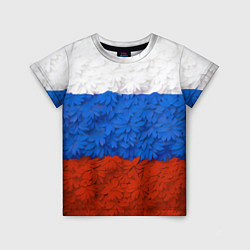 Футболка детская Флаг Российской Федерации из цветов, цвет: 3D-принт
