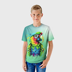 Футболка детская Разноцветный попугай, цвет: 3D-принт — фото 2