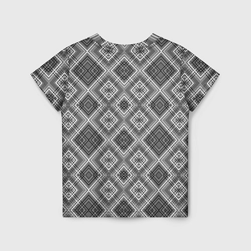 Детская футболка Геометрический узор черно белые ромбы / 3D-принт – фото 2
