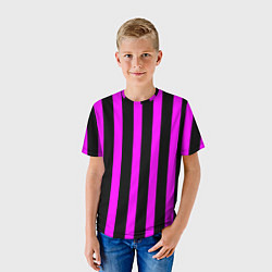 Футболка детская В полоску черного и фиолетового цвета, цвет: 3D-принт — фото 2