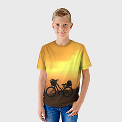 Футболка детская Велосипед на закате, цвет: 3D-принт — фото 2