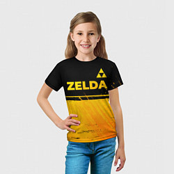 Футболка детская Zelda - gold gradient: символ сверху, цвет: 3D-принт — фото 2