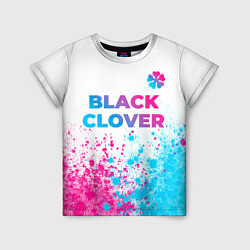 Футболка детская Black Clover neon gradient style: символ сверху, цвет: 3D-принт