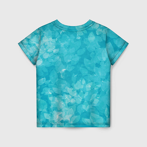 Детская футболка Листья стилизация текстура сине-голубой / 3D-принт – фото 2
