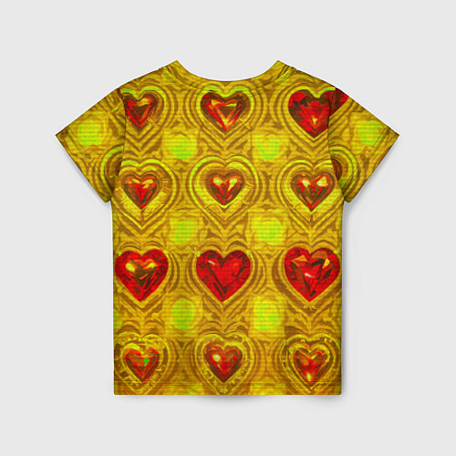 Детская футболка Узор рубиновые сердца / 3D-принт – фото 2