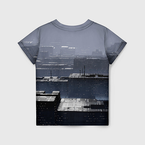Детская футболка Тёмный металлический город будущего / 3D-принт – фото 2