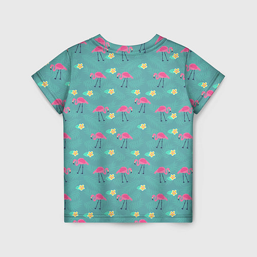 Детская футболка Летний паттерн с фламинго / 3D-принт – фото 2