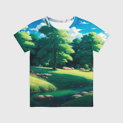 Футболка детская Пейзаж в стиле аниме, цвет: 3D-принт