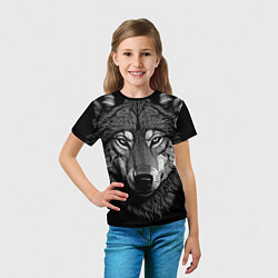 Футболка детская Спокойный уверенный волк, цвет: 3D-принт — фото 2