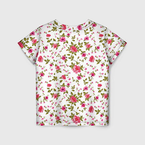 Детская футболка Розовые цветы на белом фоне / 3D-принт – фото 2