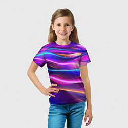 Футболка детская Неоновые волны, цвет: 3D-принт — фото 2