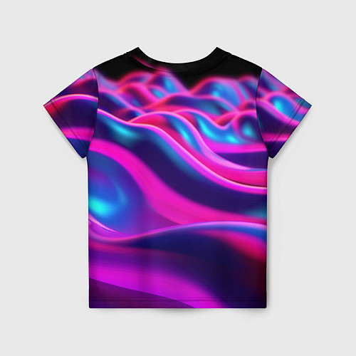 Детская футболка Фиолетовые неоновые волны / 3D-принт – фото 2