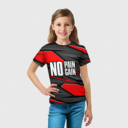 Футболка детская No pain no gain - красный, цвет: 3D-принт — фото 2