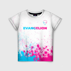 Детская футболка Evangelion neon gradient style: символ сверху