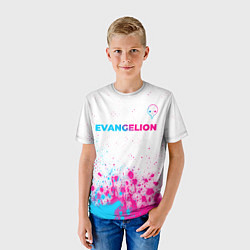 Футболка детская Evangelion neon gradient style: символ сверху, цвет: 3D-принт — фото 2