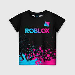 Детская футболка Roblox - neon gradient: символ сверху