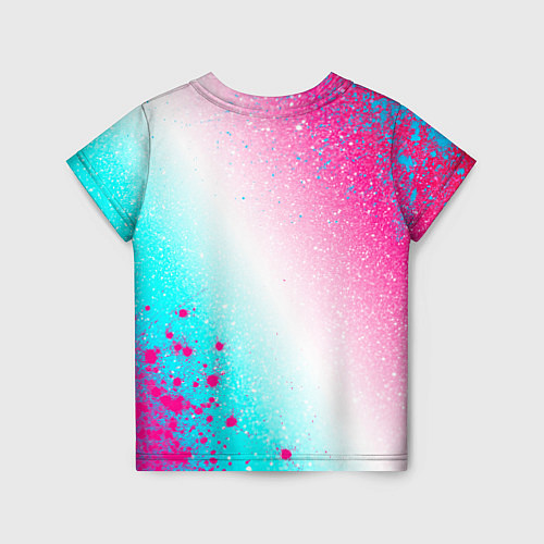Детская футболка Skyrim neon gradient style: надпись, символ / 3D-принт – фото 2
