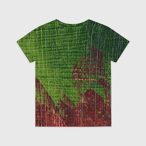Детская футболка Зелёная и бордовая текстура / 3D-принт – фото 2