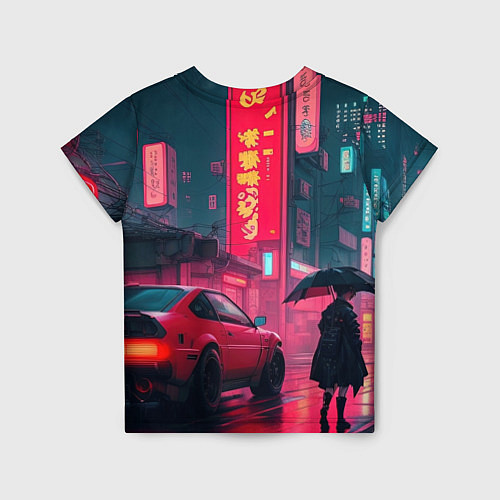 Детская футболка Дождь на улицах Японии / 3D-принт – фото 2