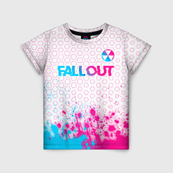 Детская футболка Fallout neon gradient style: символ сверху