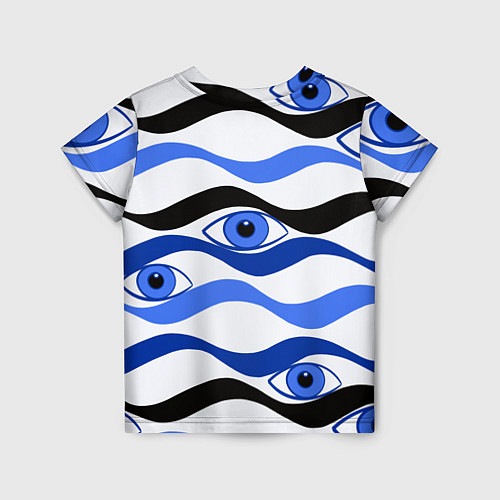 Детская футболка Глазки плывущие в голубых волнах / 3D-принт – фото 2
